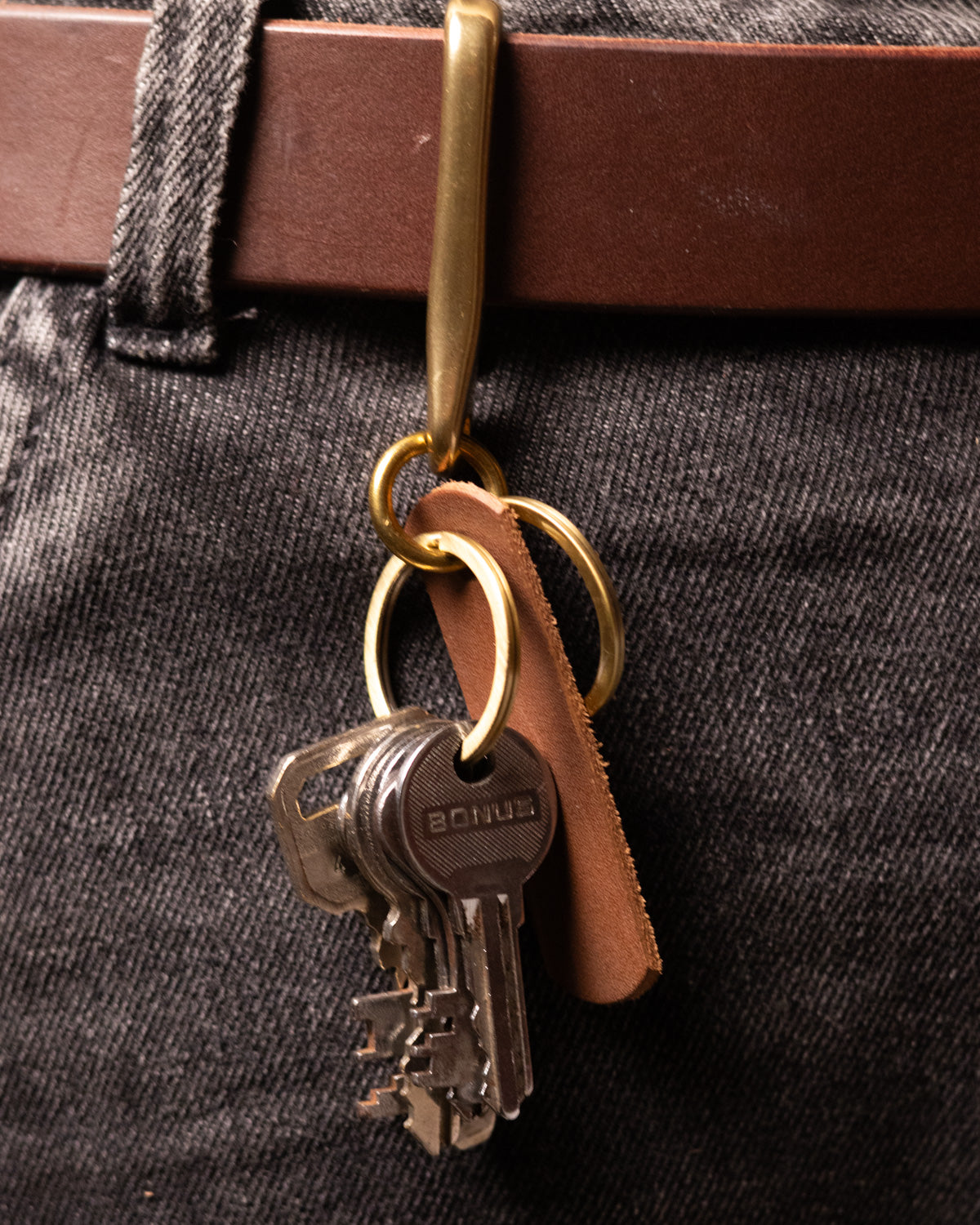 Solid Brass Fish Hook Keychain