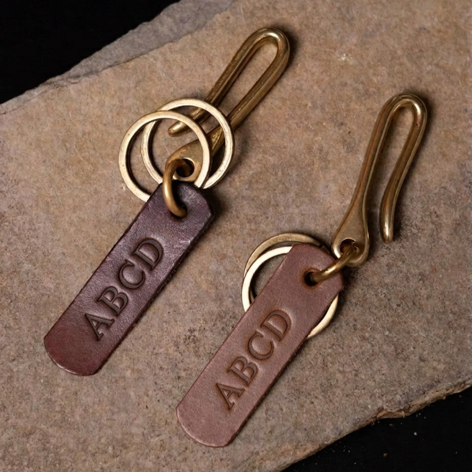 Solid Brass Fish Hook Keychain